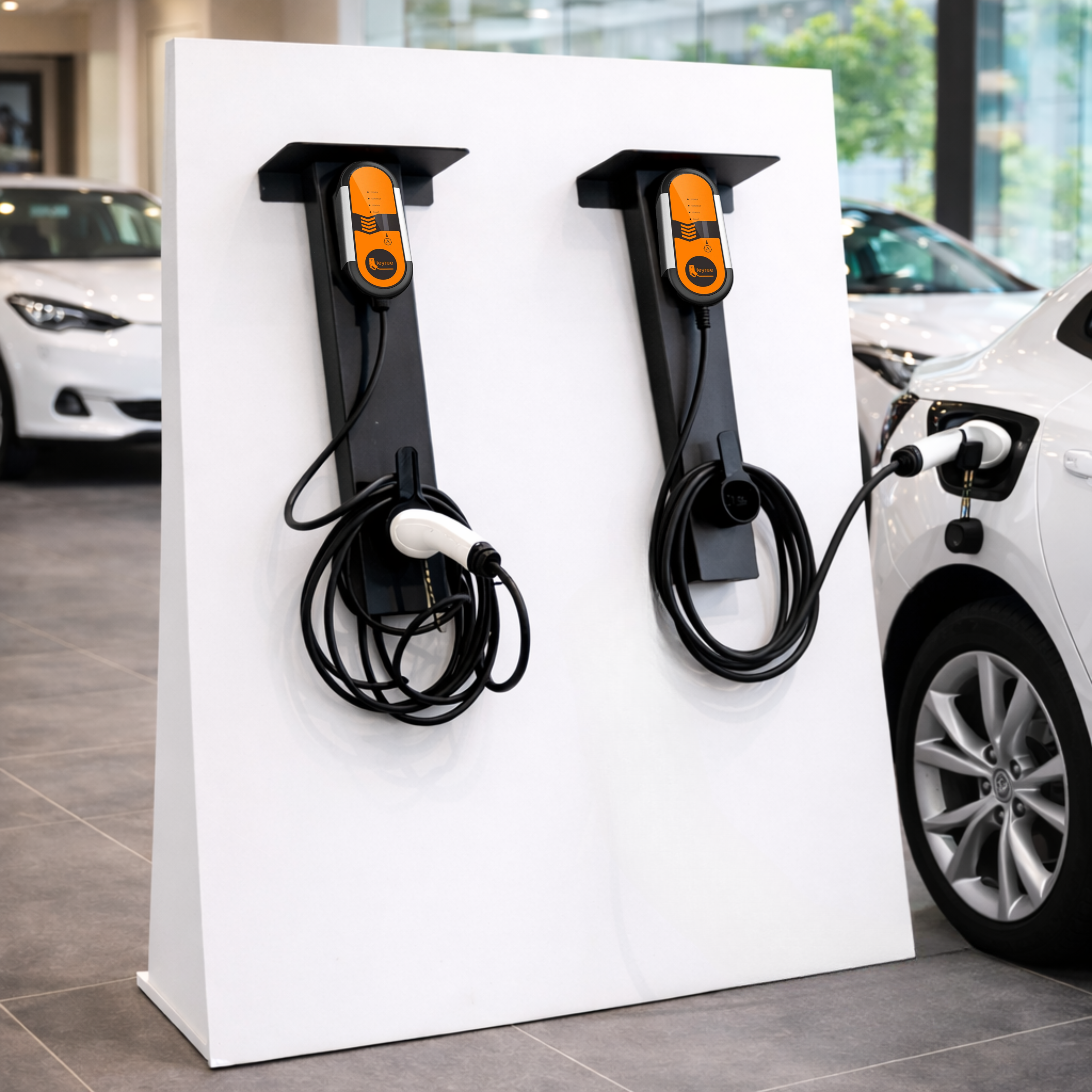 FLOWEV Aluminiowy Słupek naścienny, wiszący do ładowarek samochodów elektrycznych i stacji Wallbox EV